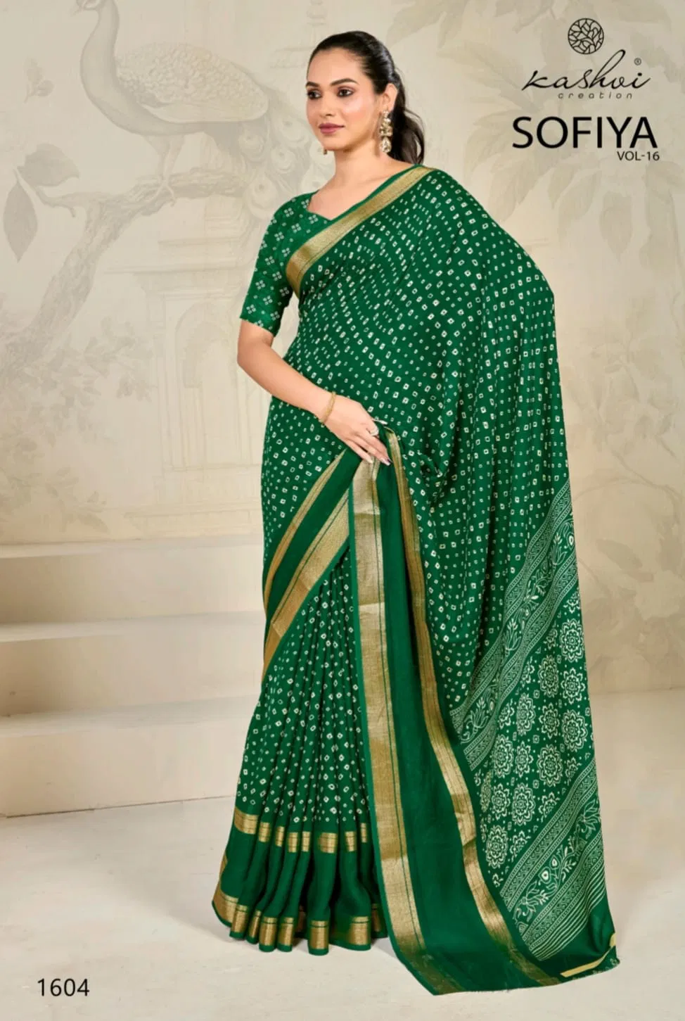 Sofiya Vol 16 By Kashvi Moss Zari Border Printed Wholesale Saree In India